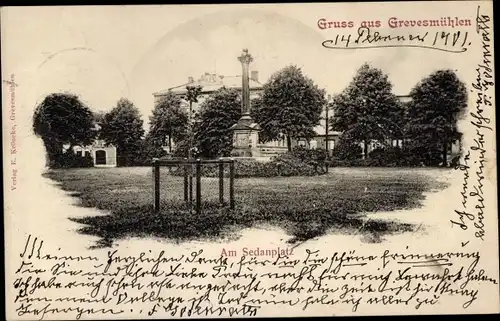 Ak Grevesmühlen in Mecklenburg, Sedanplatz, Kriegerdenkmal