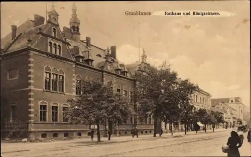 Ak Gussew Gumbinnen Ostpreußen, Rathaus, Königsstraße