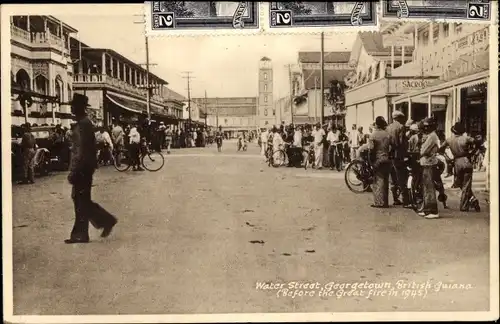 Foto Ak Georgetown Guyana, Straßenpartie vor dem Brand 1945