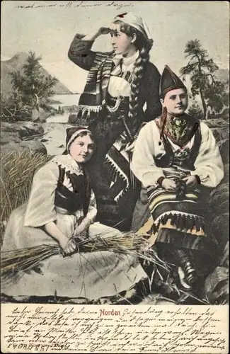 Ak Frauen in dänischen Trachten