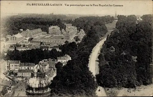 Ak Laeken Bruxelles Brüssel, vue panoramique sur le Parc Royal, les Casernes