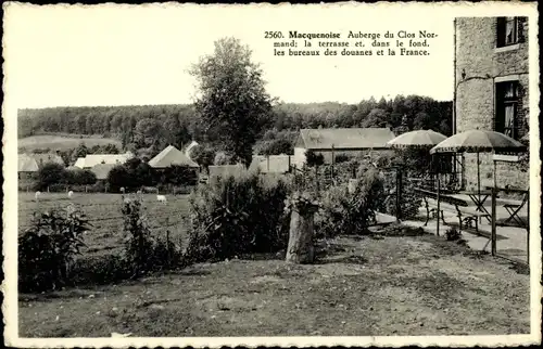 Ak Macquenoise Wallonien Hennegau, Auberge du Clos Normand, Terrasse, Zollbüro