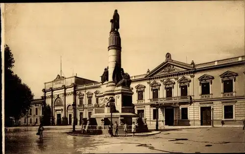 AK Madrid, Spanien, Senatspalast und Statue von Canovas