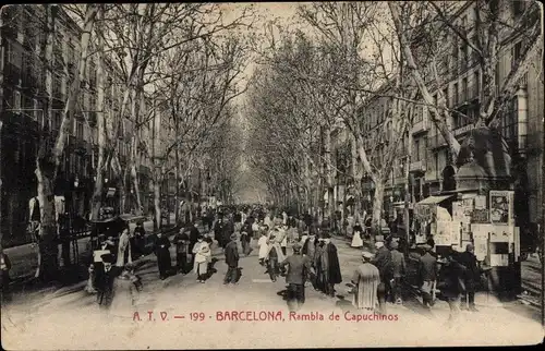 AK Barcelona Katalonien Spanien, Rambla de Capuchinos