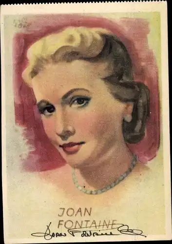 Ak Schauspielerin Joan Fontaine, Gemaltes Portrait, Autogramm