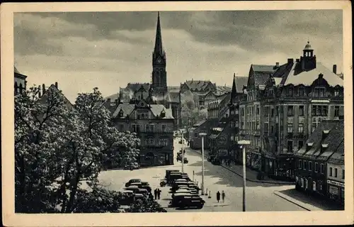 Ak Aue Erzgebirge, Marktplatz, Nicolaikirche, Parkplatz