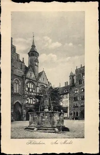 Ak Hildesheim in Niedersachsen, Markt, Brunnen