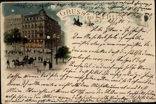 Mondschein Litho Berlin, Café Bauer, Unter den Linden