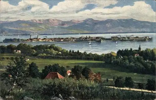 Ak Lindau am Bodensee Schwaben, Panorama vom Hoyerberg gesehen