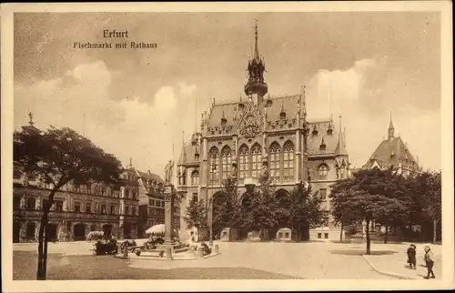 Ak Erfurt in Thüringen, Fischmarkt, Rathaus