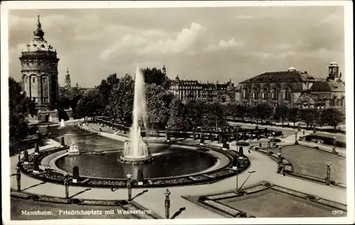 Ak Mannheim in Baden, Friedrichsplatz, Wasserturm