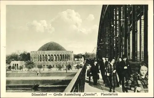 Ak Düsseldorf am Rhein, Große Ausstellung Gesolei, Planetarium, Brücke