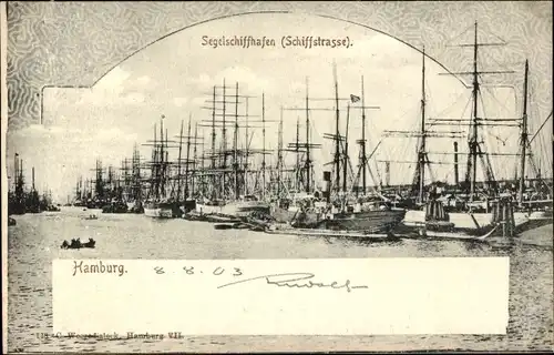 Ak Hamburg, Segelschiffhafen, Schiffstraße