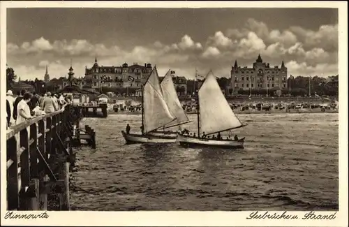 Ak Ostseebad Zinnowitz auf Usedom, Seebrücke, Stand, Segelboot