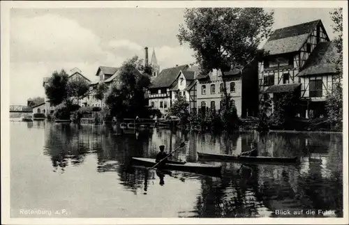 Ak Rotenburg an der Fulda, Häuser am Ufer, Kanus