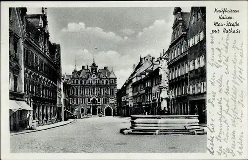 Ak Kaufbeuren, Kaiser Max Straße, Rathaus