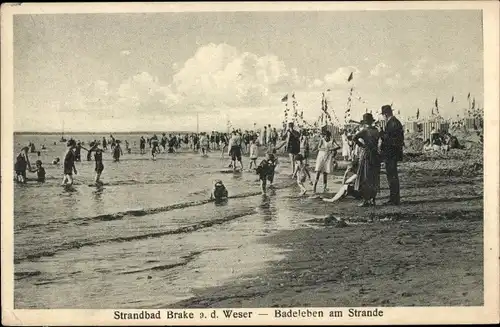 Ak Brake an der Unterweser in Oldenburg, Badeleben am Strand