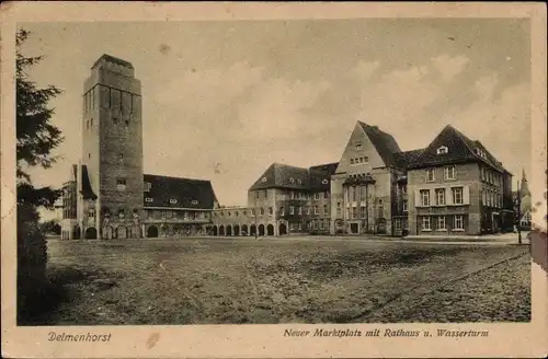 Ak Delmenhorst in Oldenburg, Neuer Marktplatz, Rathaus, Wasserturm