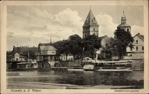 Ak Hameln an der Weser Niedersachsen, Dampferlandungsplatz, Dampfer Kaiser Friedrich