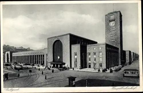 Ak Stuttgart in Württemberg, Hauptbahnhof, Straßenbahn