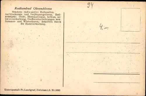 Ak Oberschlema Bad Schlema im Erzgebirge, Radiumbad