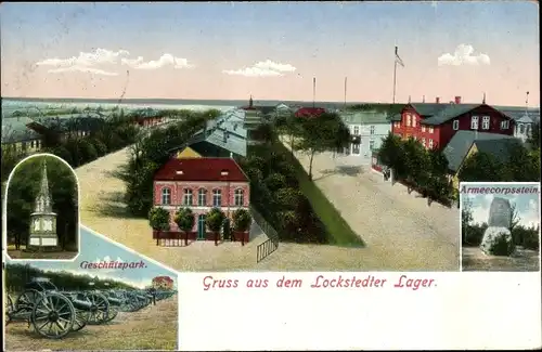 Ak Lockstedt in Holstein, Lockstedter Lager, Geschützpark, Armeekorpsstein