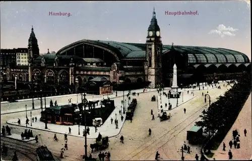 Ak Hamburg Mitte St. Georg, Hauptbahnhof, Straßenseite