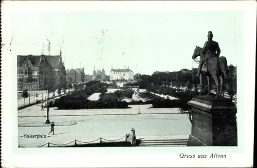 Ak Hamburg Altona, Kaiserplatz, Denkmal