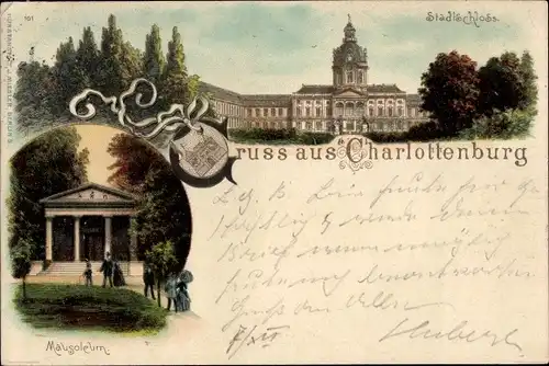 Litho Berlin Charlottenburg, Stadtschloss, Mausoleum, Wappen