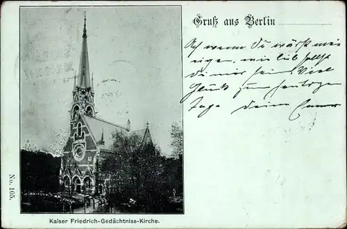 Ak Berlin Tiergarten, Kaiser Friedrich Gedächtniskirche