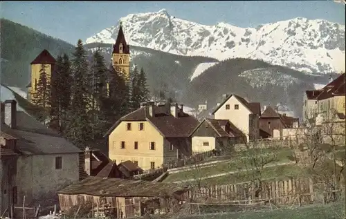 Ak Eisenerz Steiermark, Teilansicht, Kaiserschild