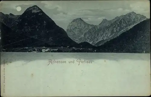 Mondschein Ak Pertisau Eben am Achensee in Tirol, Panorama