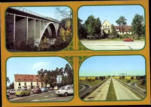 Ak Hermsdorf in Thüringen, Teufelstalbrücke, Mitropa Autobahnhotel, Autobahn