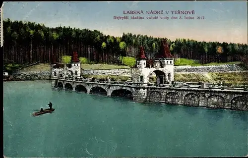 Ak Dvůr Králové nad Labem Königinhof Region Königgrätz, Talsperre Těšnov, Labská nádrž