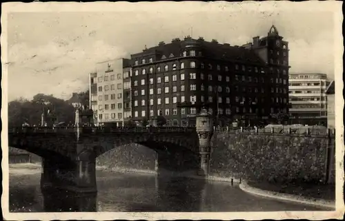 Ak Plzeň Pilsen Stadt, Brücke