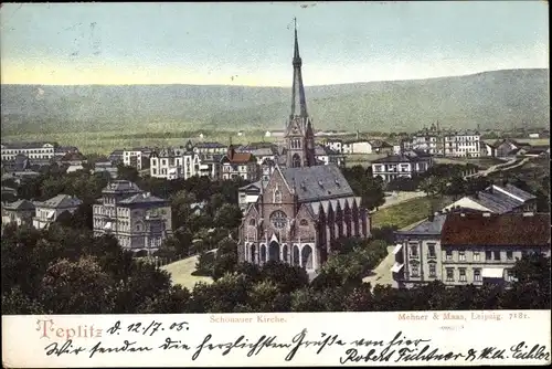 Ak Teplice Teplitz Schönau Reg. Aussig, Schönauer Kirche, Panorama