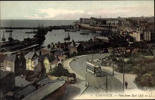 Ak Ramsgate Kent England, Blick vom East Cliff