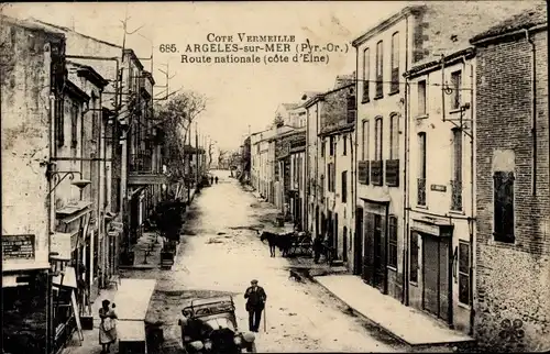 Ak Argelès sur Mer Pyrénées Orientales, Nationalstraße