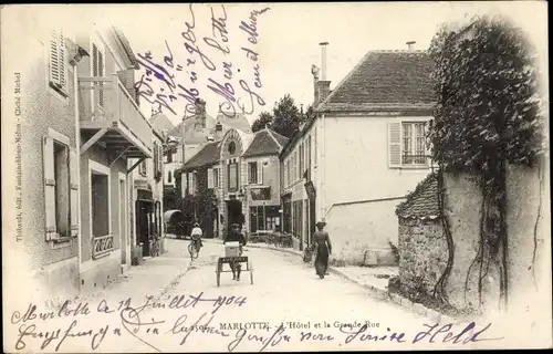 Ak Marlotte Seine et Marne, Das Hotel und die Grande Rue