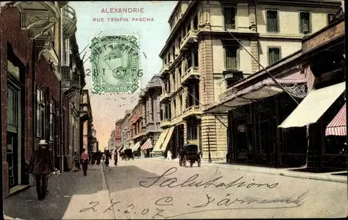 Ak Alexandria Ägypten, Tewfik-Pascha-Straße