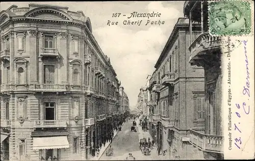 Ak Alexandria Ägypten, Rue Cherif-Pasha