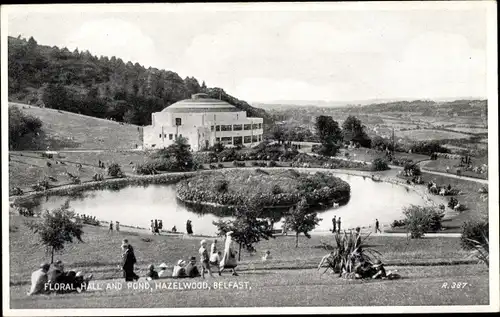 Ak Belfast Nordirland, Hazelwood, Floral Hall und Pond