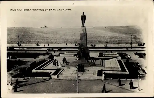 Ak Alexandria Ägypten, Statue von Saad Zaghloul