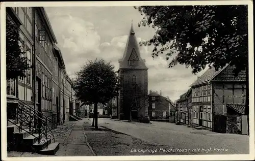Ak Lamspringe in Niedersachsen, Hauptstraße, Evangelische Kirche
