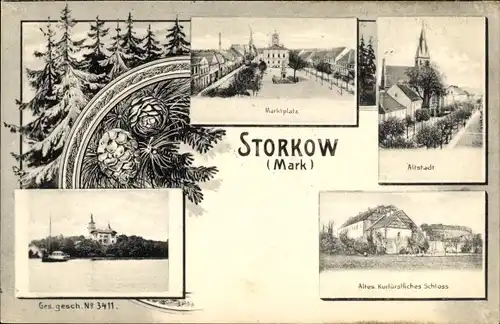 Ak Storkow in der Mark, Marktplatz, Altstadt, Altes kurfürstliches Schloss