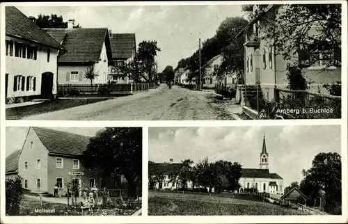 Ak Amberg in Schwaben, Straßenpartie, Molkerei, Kirche