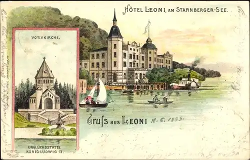 Litho Leoni Berg am Starnberger See Oberbayern, Hotel Leoni, Votivkirche
