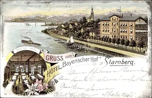 Litho Starnberg am Starnberger See Oberbayern, Hotel Bayerischer Hof, Saal