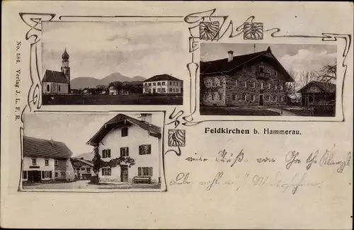 Ak Feldkirchen Ainring in Oberbayern, Kirche, Ortspartie, Gasthaus