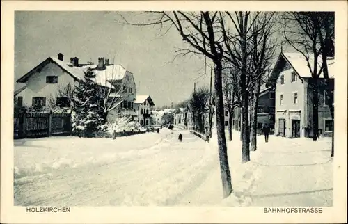 Ak Holzkirchen in Oberbayern, Bahnhofstraße, Winter